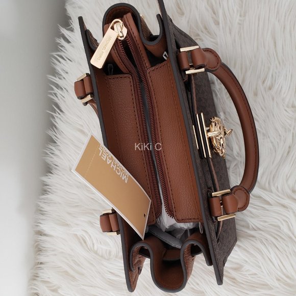 Michael Kors Hamilton Small Logo Satchel Brown 35F1GHMS1B - Picture 9 of 17